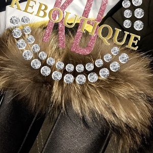 Fancy furry slippers & body suit bundle